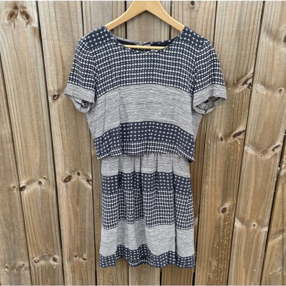 💜 Madewell Silk Dress in Hashtag Stripes